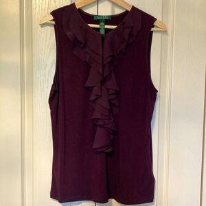Lauren Ralph Lauren Purple - Aubergine Ruffle Tank Top